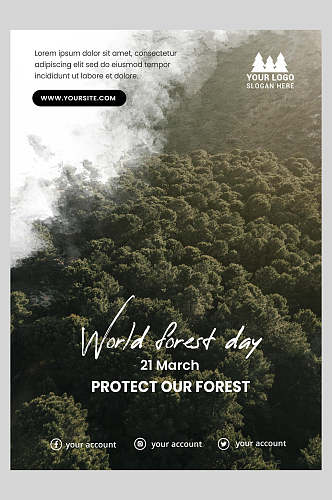 航拍世界森林日英文海报