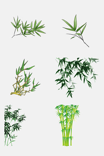 清新绿色植物熊猫竹子竹叶免抠素材