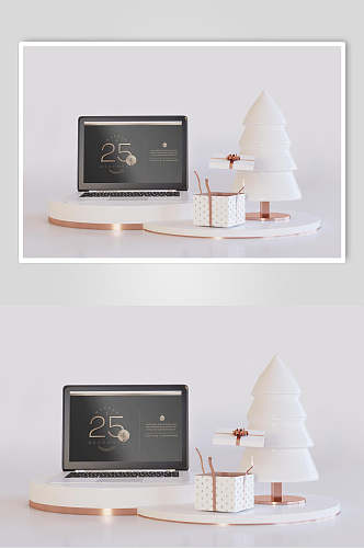 树木盒子创意大气电脑屏幕展示样机