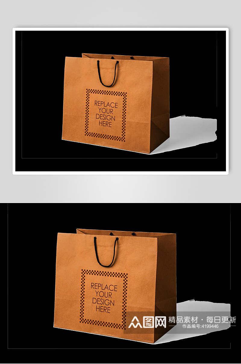 褐色简约创意大气包装盒手提袋样机素材