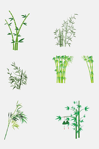 简约绿色翡翠竹子竹叶免抠素材