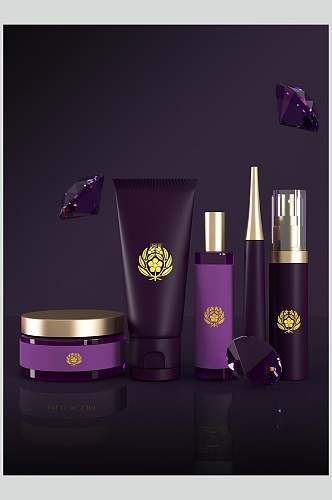 紫色高端护肤化妆品包装展示样机