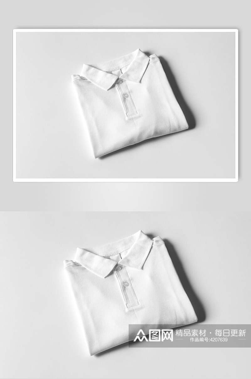 方领中性款式白Polo衫展示样机素材