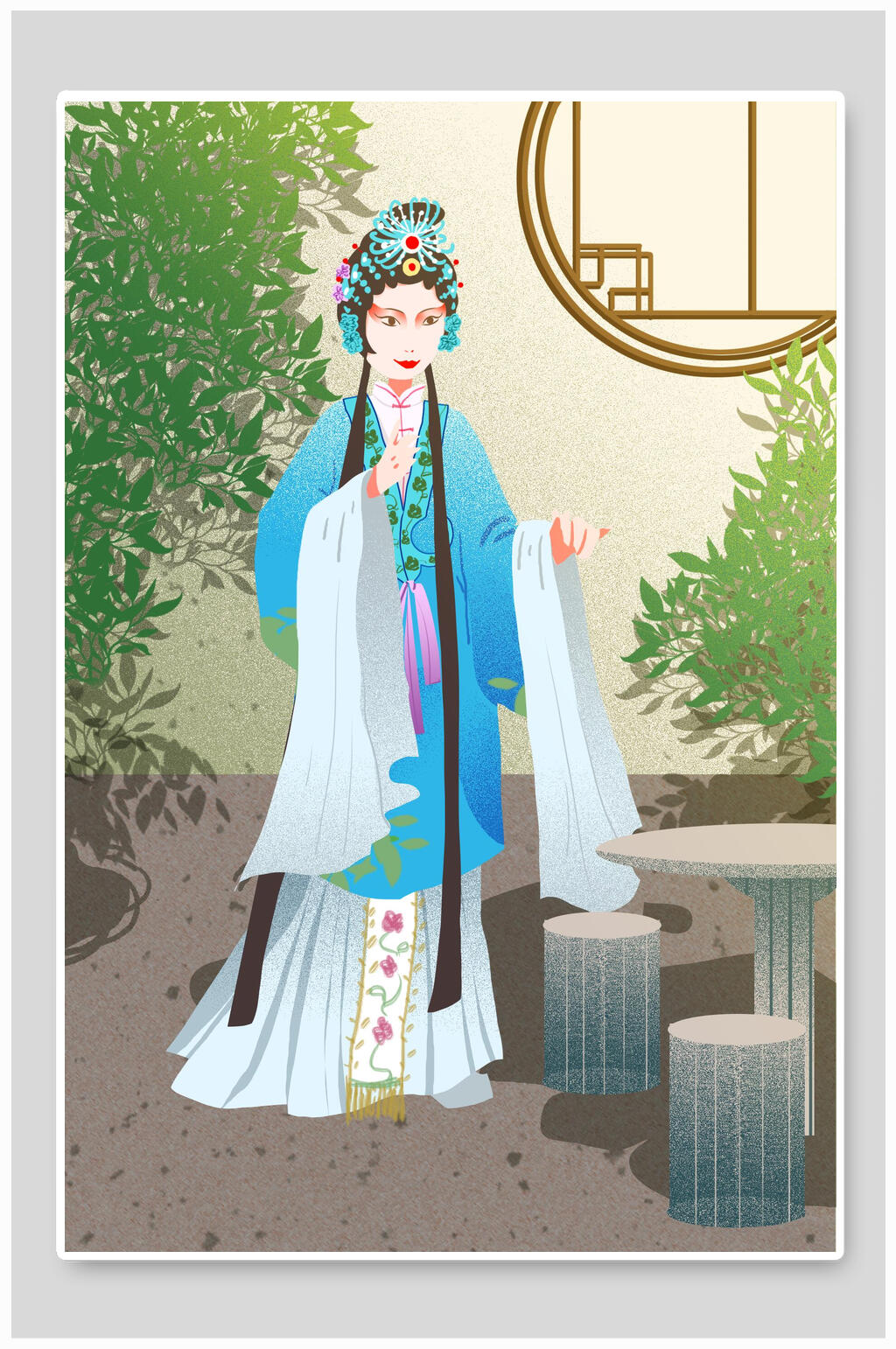 中国风唯美京剧花旦插画素材