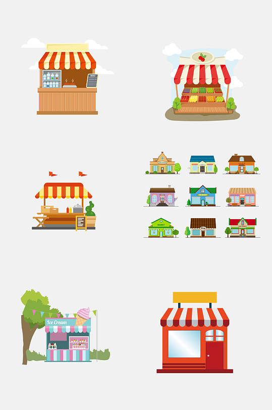 清新卡通商店免抠素材