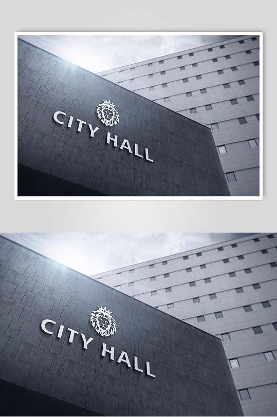 英文高楼户外立体logo标志样机