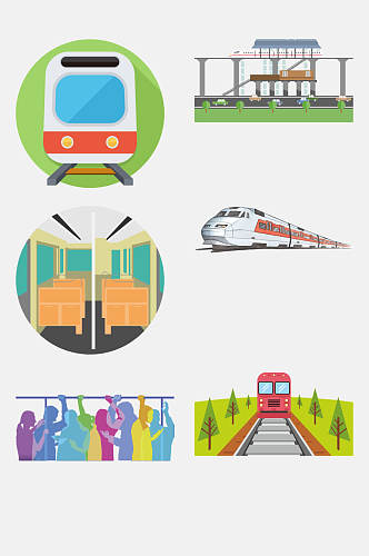 清新高铁交通工具图案免抠素材