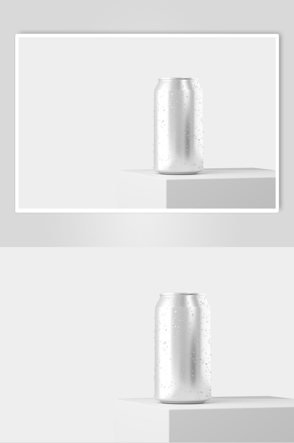 银白色啤酒汽水易拉罐样机素材