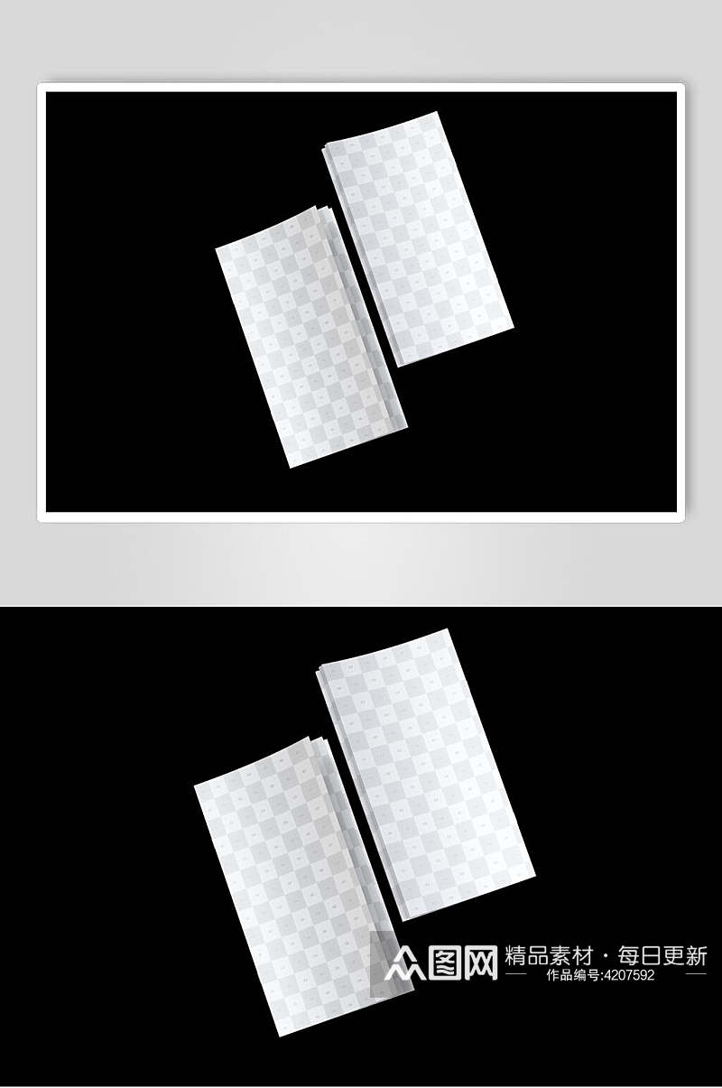 白色格纹卡片折页样机素材