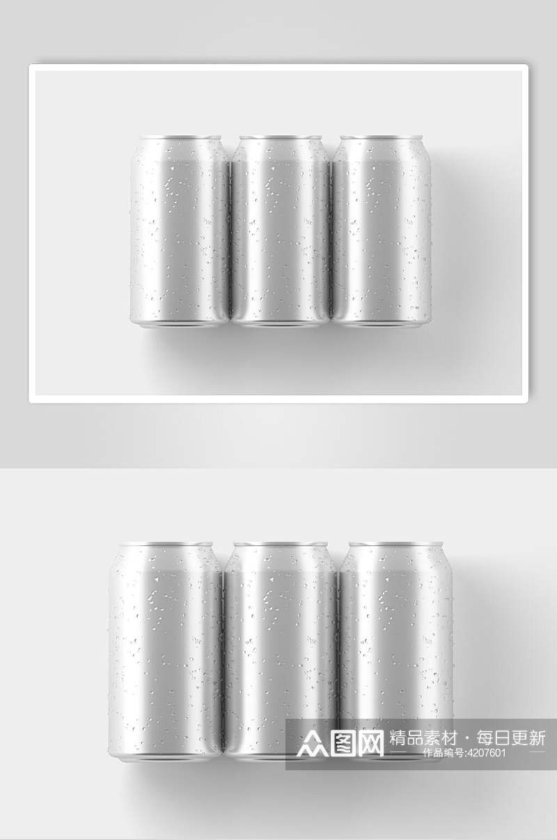 银色啤酒汽水易拉罐样机素材