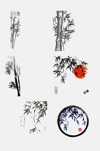 中国风水墨植物竹子手绘免抠素材