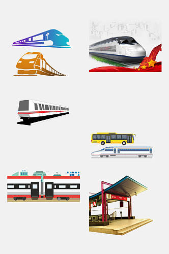 高铁交通工具图案免抠设计素材