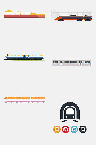 彩色高铁交通工具图案免抠素材
