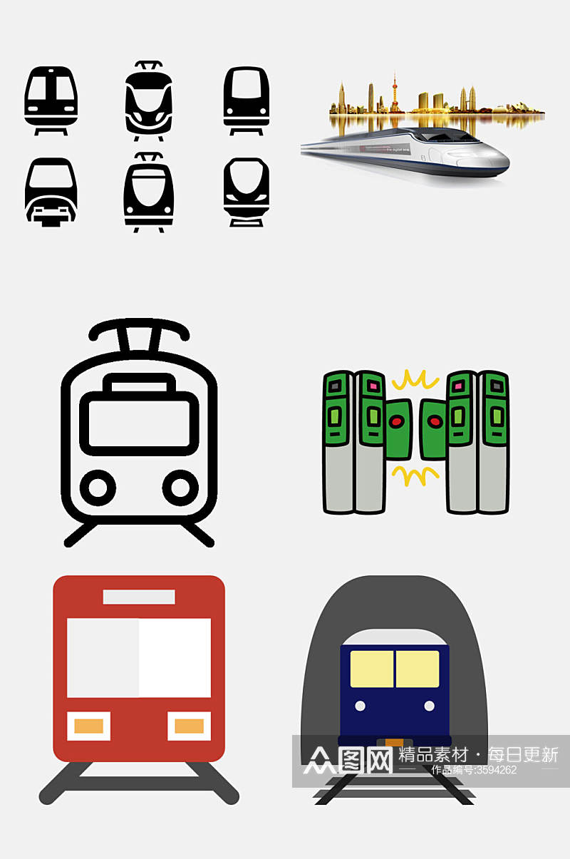 高铁交通工具图案免抠素材素材