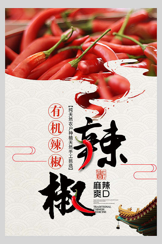 有机辣椒食物宣传海报