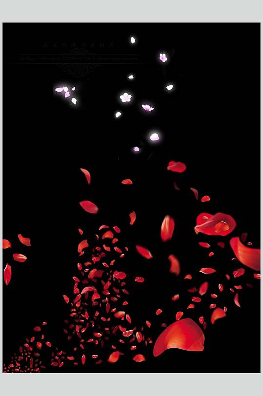 创意红色花卉飘花花瓣素材