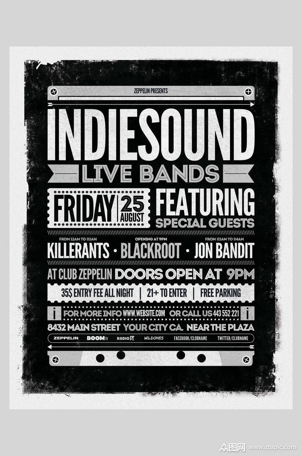 黑白色复古主题海报素材