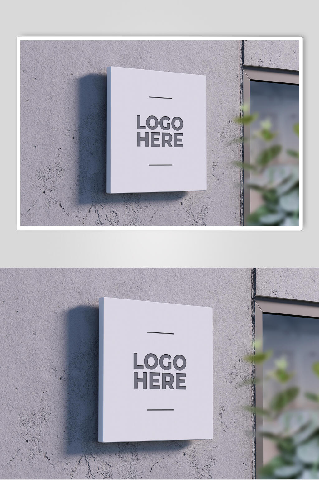 植物长方形英文LOGO标志样机素材