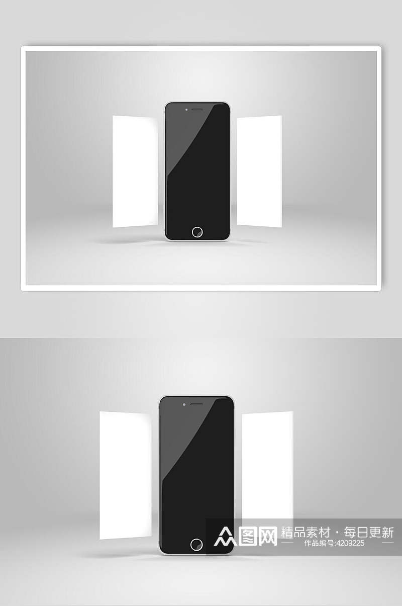 黑色简约手机屏幕展示样机素材