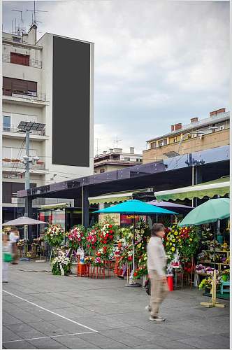 户外花店场景图样机