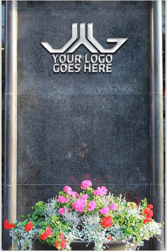 花朵英文logo户外立体标志样机