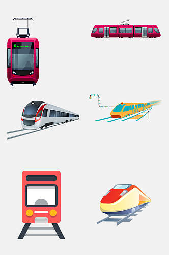 简约卡通高铁交通工具图案免抠设计素材