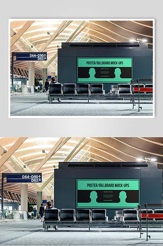 卓伟英文人绿机场海报展示样机