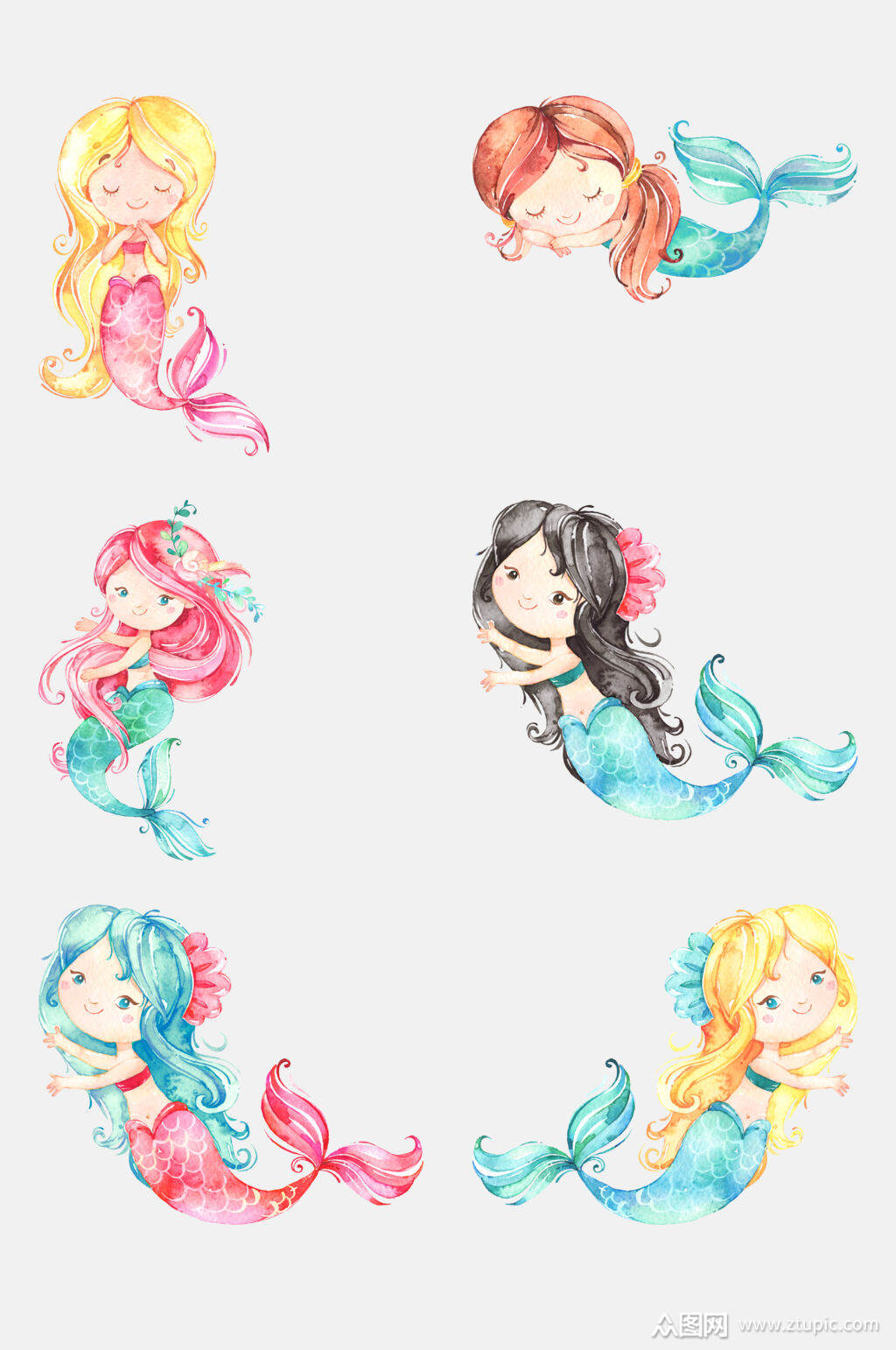 唯美美人鱼免抠素材素材