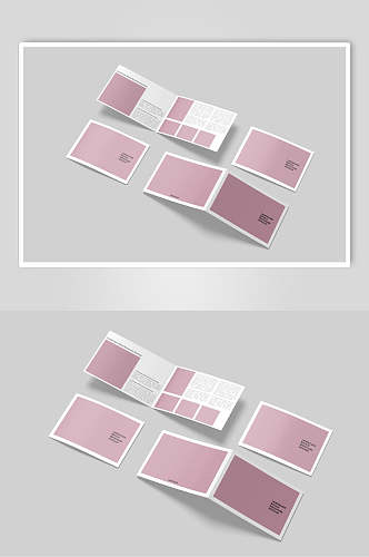 粉红色卡片折页样机