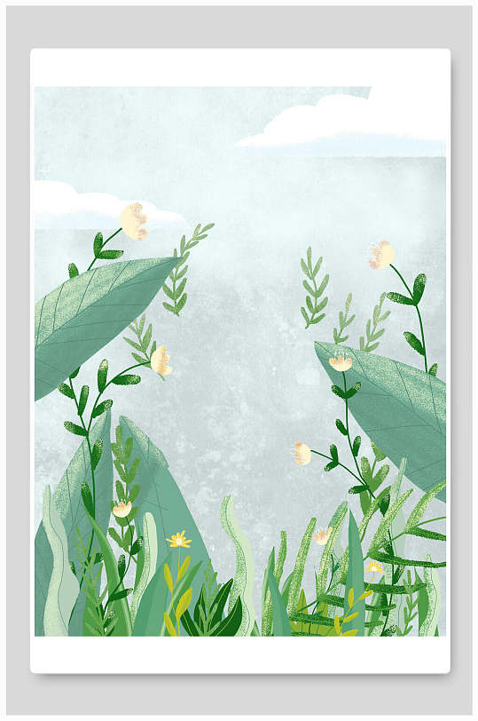 精美小清新植物树林背景