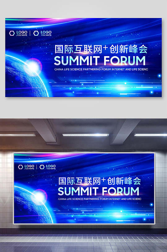 蓝色国际互联网加创新风互联网峰会展板