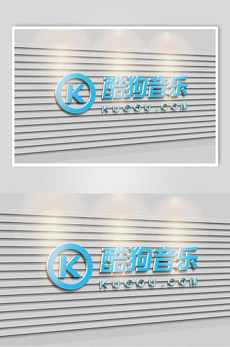 酷狗音乐蓝立体LOGO标志样机