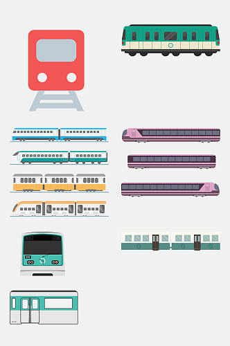 彩色创意高铁交通工具图案免抠设计素材