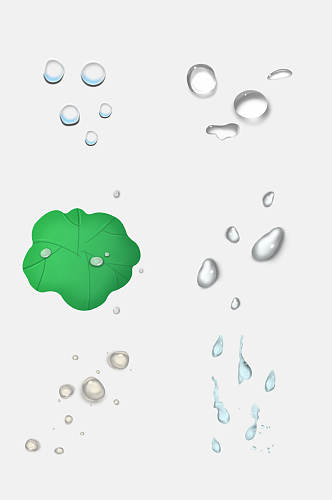 清新绿色透明水滴免抠素材