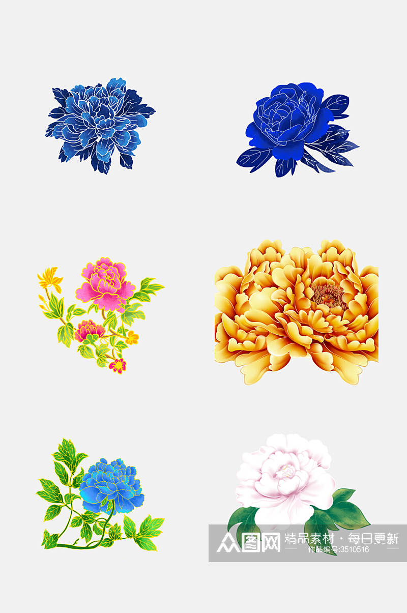 花卉牡丹花朵图案免抠素材素材