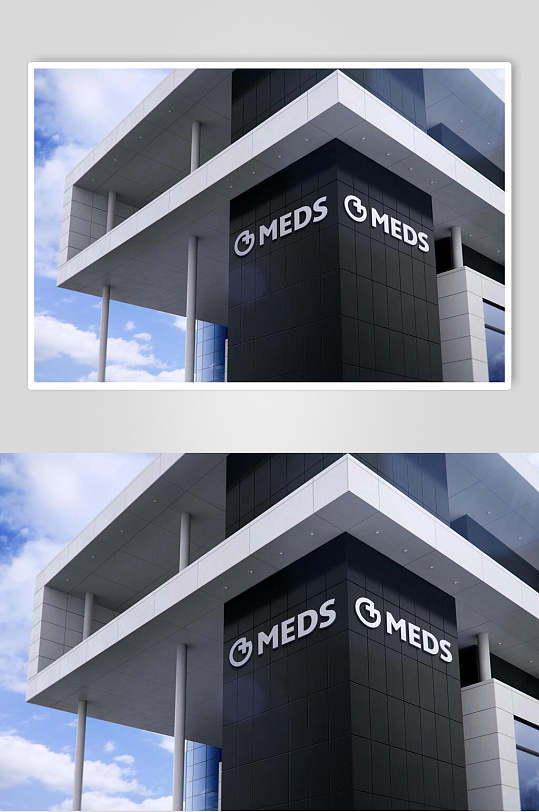 黑色柱子logo户外立体标志样机