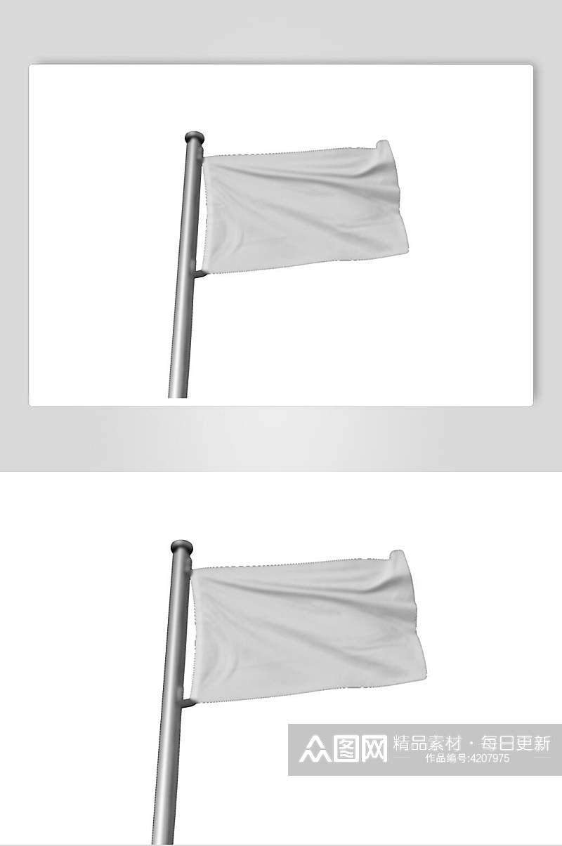 纯白色旗帜样机素材