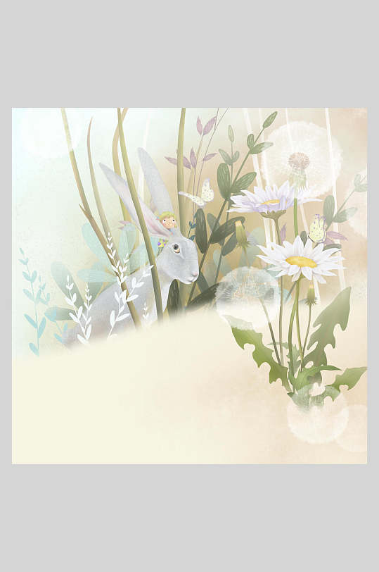 简约浅色高端创意森系手绘植物插画