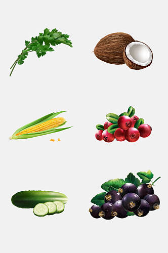 清新有机水果蔬菜免抠素材