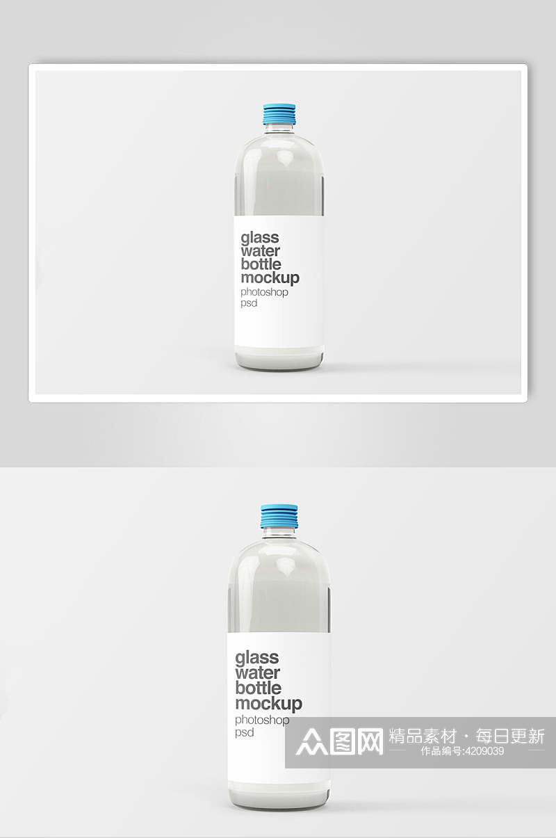 白色矿泉水瓶包装贴图样机素材