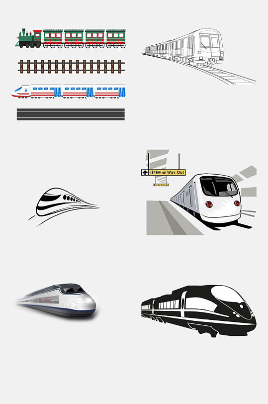 简约高铁交通工具图案免抠素材