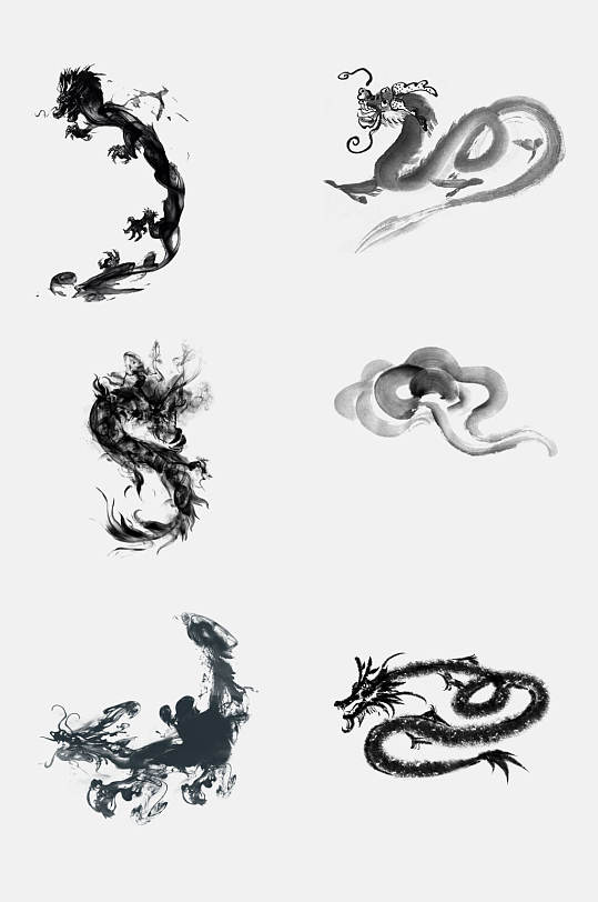 中国风古风水墨古风龙字龙体免抠素材
