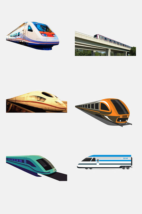 时尚高铁交通工具图案免抠素材