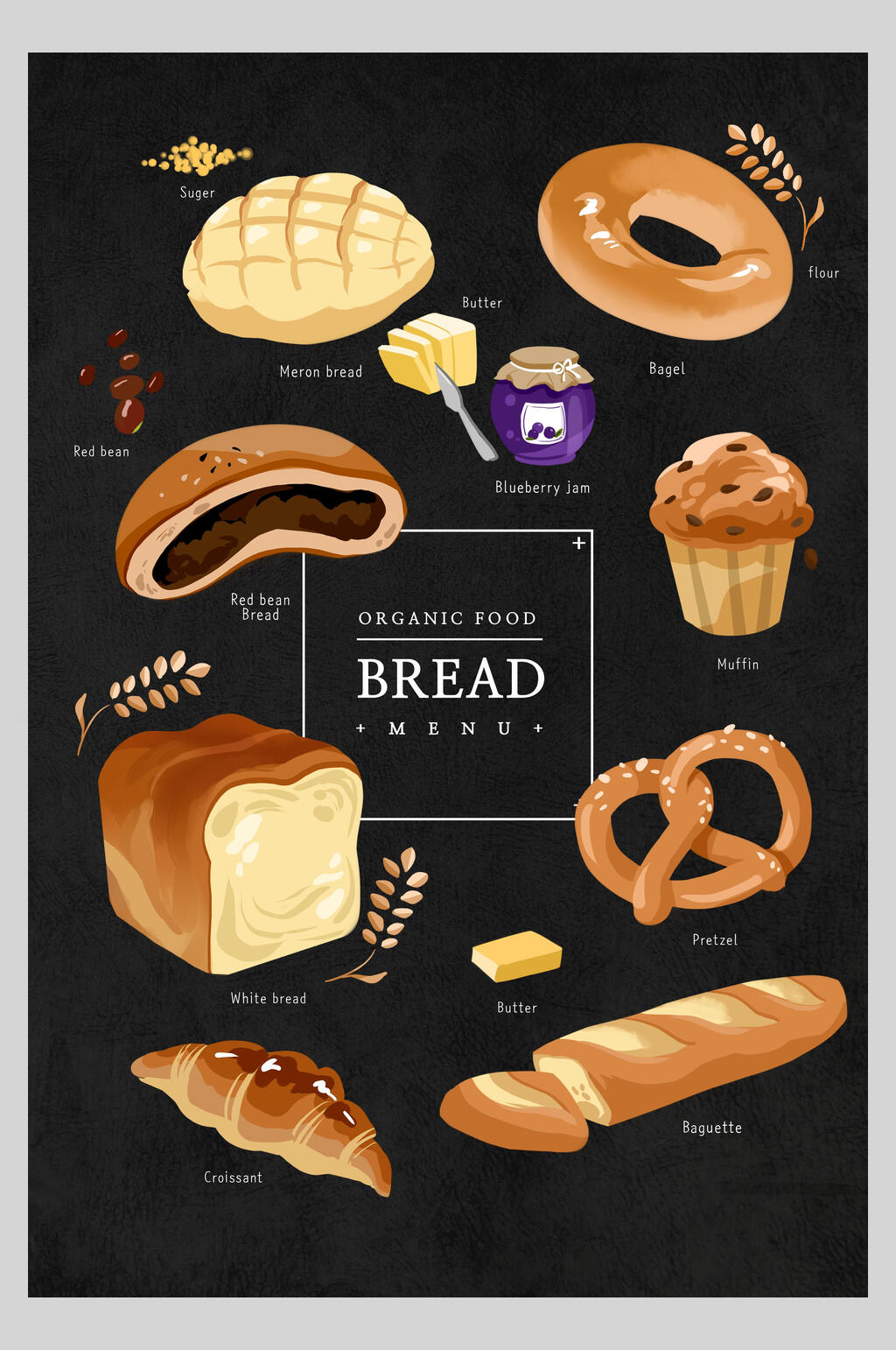 面包店海报手绘简单图片
