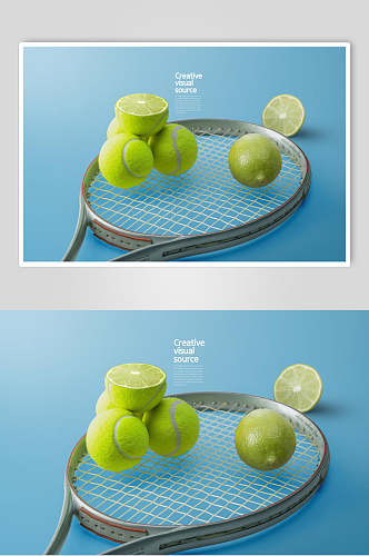 网球水果创意海报