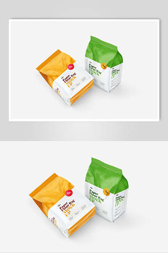 黄绿色零食包装袋样机