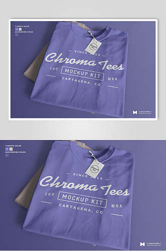 紫色英文简洁T恤服装智能贴图样机