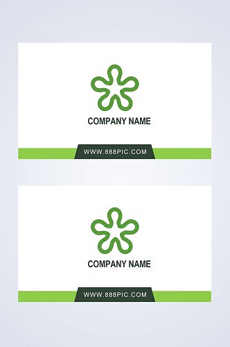白底绿花简约企业公司个人设计名片