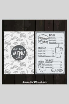 黑白色西餐厅美食矢量海报菜单