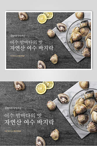 韩式贝壳海鲜料理海报
